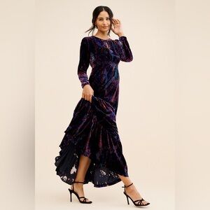 Anthropologie Burnout Velvet Paisley Gorgeous Maxi Dress